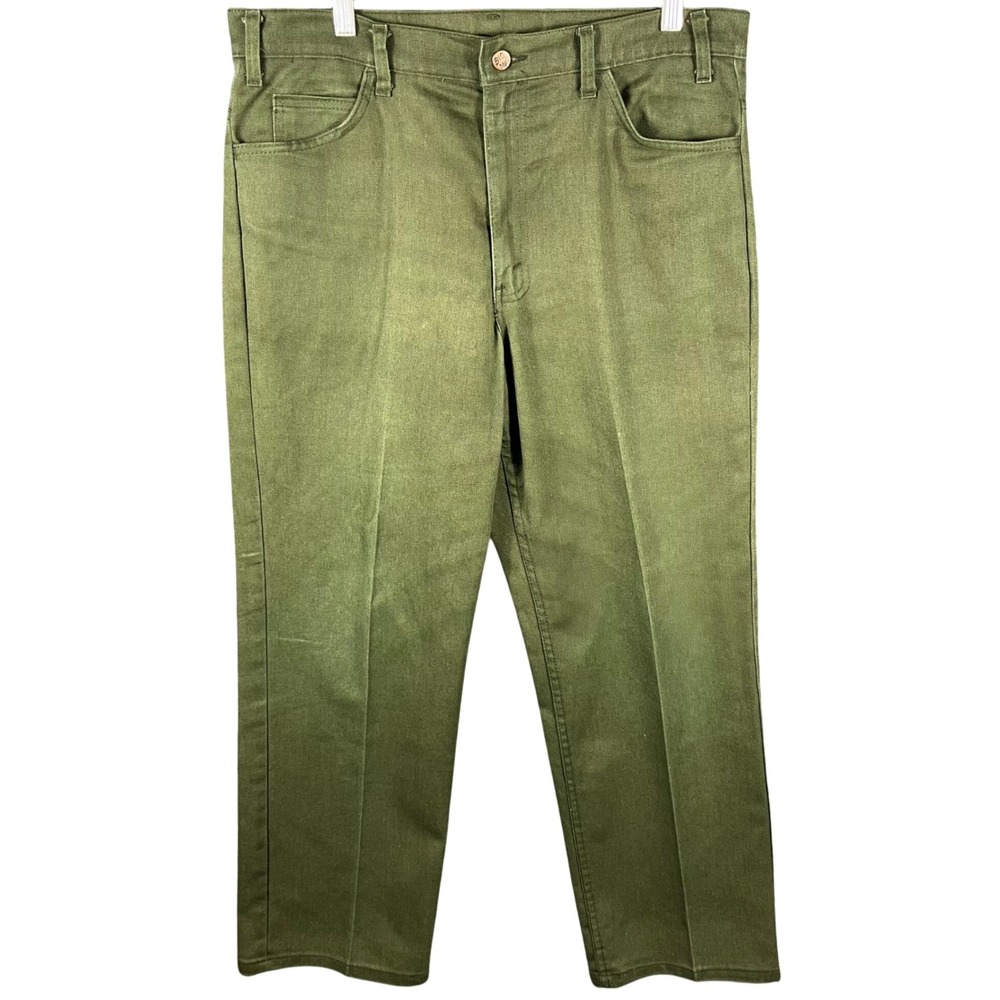 Big Mac Workwear Pants Mens 37 Olive Green Straight Leg Twill Utility Trousers